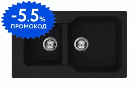 Мойка для кухни «Omoikiri» Maru 86 2 BL 86/50 искусственный камень чёрная универсальная