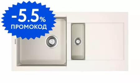 Мойка для кухни «Omoikiri» Sakaime 86 2 WH 86/44 искусственный камень белая универсальная