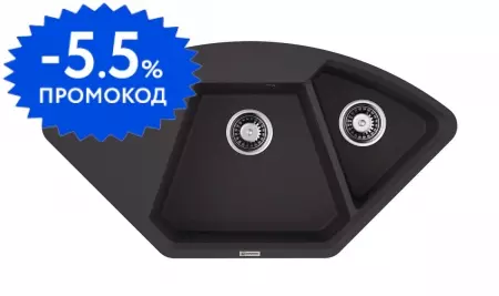 Мойка для кухни угловая «Omoikiri» Yonaka 98C BL 98/51 искусственный камень чёрная