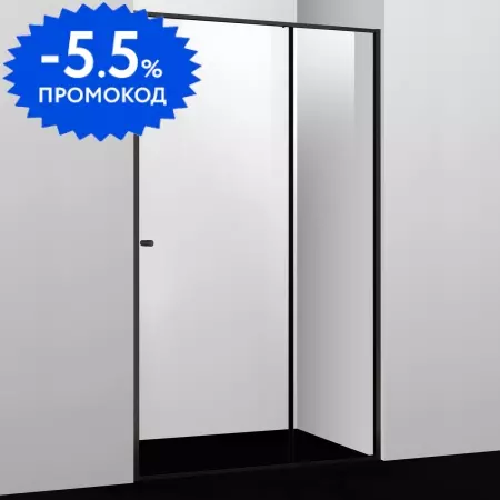 Душевая дверь «WasserKRAFT» Dill 61S31 140/200 прозрачная/чёрная без поддона универсальная