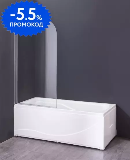 Шторка на ванну стеклянная «Loranto» CS-F01 65/120 прозрачная/хром универсальная