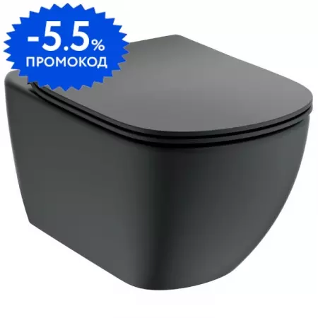 Подвесной унитаз безободковый «Ideal Standard» Tesi AquaBlade T0079V3 (T3527V3) черный с сиденьем дюропласт с микролифтом чёрное