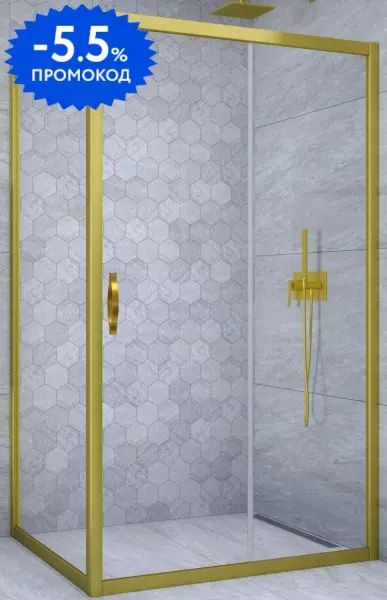 

Душевой угол-ограждение «Vegas Glass» ZP+ZPV Tur Novo 125/90 прозрачный/глянцевое золото без поддона универсальный