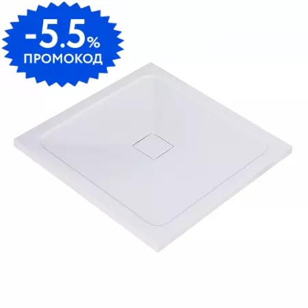 Душевой поддон «WasserKRAFT» Dinkel 58T03 90/90 низкий из литьевого мрамора квадратный белый глянец