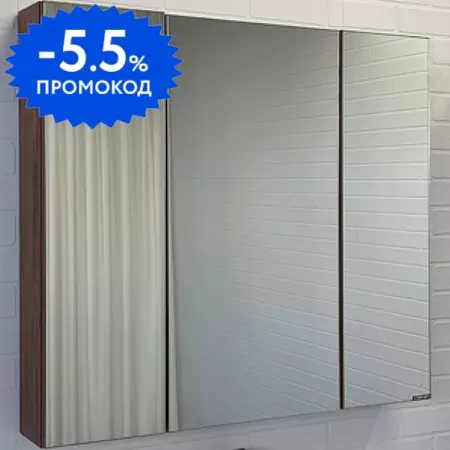 Зеркальный шкаф «Comforty» Соло 90 без света дуб тёмно-коричневый/чёрный