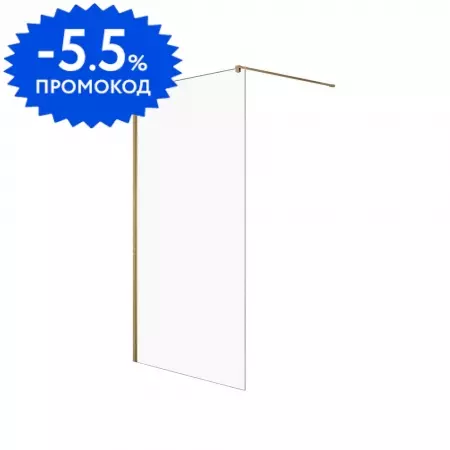 Душевая перегородка «New Trendy» Velio Gold Satin D-0190B 90/200 прозрачная/брашированное золото универсальная