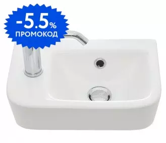 Раковина «AQUAme» AQM5006L 37/24 фарфоровая белая левая