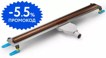 Душевой лоток «New Trendy» Visio Slim 100 см. OL-0100 боковой выпуск брашированная медь