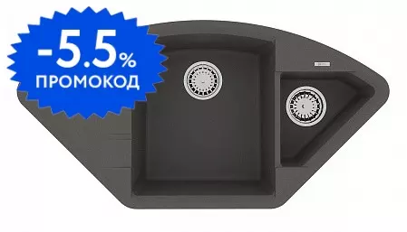 Мойка для кухни угловая «Lemark» Irkana 980 98/50 искусственный камень серый шёлк