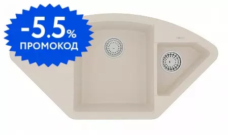 Мойка для кухни угловая «Lemark» Irkana 980 98/50 искусственный камень шампань