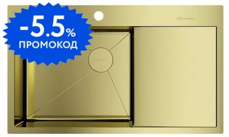 Мойка для кухни «Omoikiri» Akisame 86-LG-L Side 86/51 нержавеющая сталь светлое золото левая