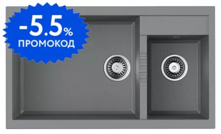 Мойка для кухни «Omoikiri» Tedori 86-2-LB-GR 4993573 86/50 искусственный камень Leningrad Grey