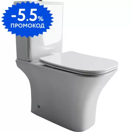 Унитаз компакт безободковый «Ceramica Nova» Alfa CN9002-B/CN9002-T белый с сиденьем дюропласт с микролифтом белое