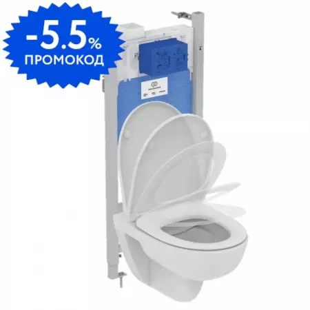 Комплект инсталляция с унитазом и крышкой «Ideal Standard» I.life A RI471602 безободковый белый