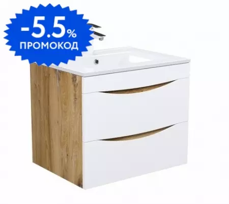 

Тумба с раковиной «Iddis» Cloud 60 (Optima Home 60/46) подвесная белая/золотистый дуб