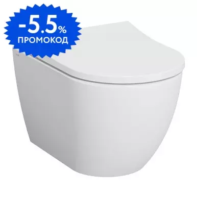 Подвесной унитаз безободковый «Vitra» Mia Round SmoothFlush 7510B003-0075 (110-003-019) белый с сиденьем дюропласт с микролифтом белое