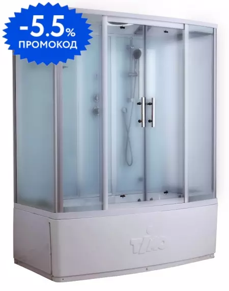 

Душевой бокс «Timo» Standart Т-6670 170/88 с ванной матовый/белый с серебристым профилем с электрикой