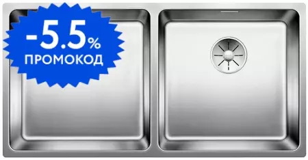 Мойка для кухни «Blanco» Andano 522987 400/400-U 87/44 нержавеющая сталь