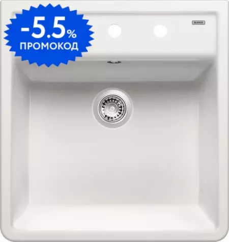 Мойка для кухни «Blanco» Panor 60 Ceramic 60/63 c двумя отвер. керамика белый