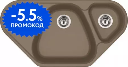 

Мойка для кухни угловая «Franke» Antea AZG 661 E 96/50 114.0489.401 искусственный камень миндаль