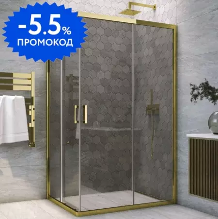 

Душевой угол-ограждение «Vegas Glass» ZA-F Tur Novo 110/80 графит/глянцевое золото без поддона универсальный