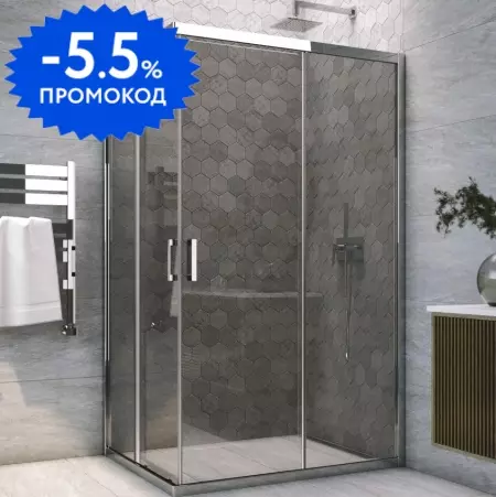 Душевой угол-ограждение «Vegas Glass» ZA-F Tur Novo 110/100 графит/глянцевый хром без поддона универсальный