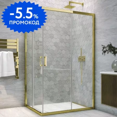 Душевой угол-ограждение «Vegas Glass» ZA-F Tur Novo 120/90 Crystalvision/глянцевое золото без поддона универсальный