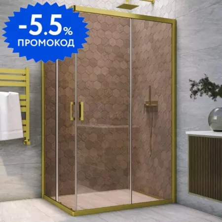 

Душевой угол-ограждение «Vegas Glass» ZA-F Novo 120/100 бронза/брашированное золото без поддона универсальный