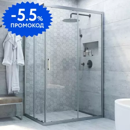 Душевой угол-ограждение «Vegas Glass» ZA-F Novo h2000 90/80 прозрачный/матовый хром без поддона универсальный