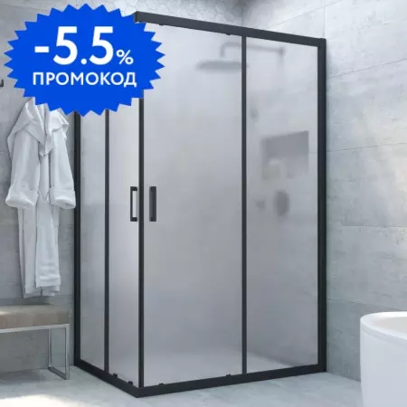 

Душевой угол-ограждение «Vegas Glass» ZA-F Novo h2000 100/90 сатин/чёрный матовый без поддона универсальный