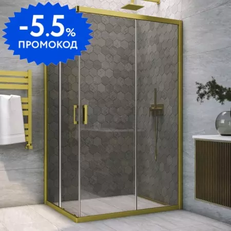 Душевой угол-ограждение «Vegas Glass» ZA-F Novo h2000 100/90 графит/брашированное золото без поддона универсальный