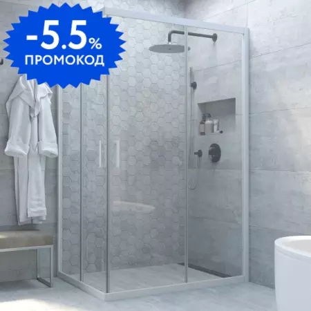 Душевой угол-ограждение «Vegas Glass» ZA-F Novo h2000 110/90 прозрачный/белый без поддона универсальный