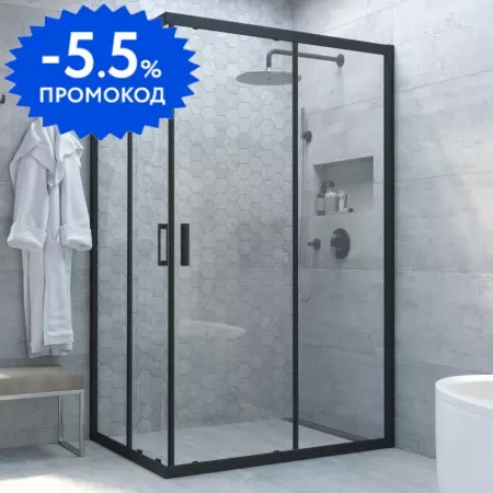 Душевой угол-ограждение «Vegas Glass» ZA-F Novo h2000 110/90 Crystalvision/чёрный матовый без поддона универсальный