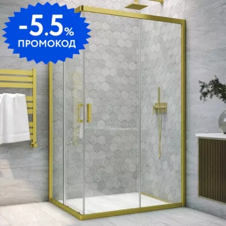 Душевой угол-ограждение «Vegas Glass» ZA-F Novo h2000 110/90 Crystalvision/брашированное золото без поддона универсальный