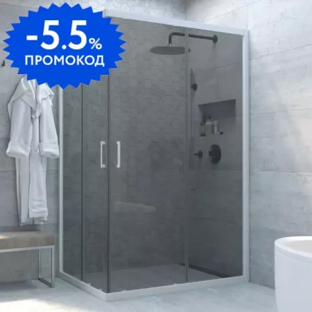 Душевой угол-ограждение «Vegas Glass» ZA-F Novo h2000 120/90 графит/белый без поддона универсальный