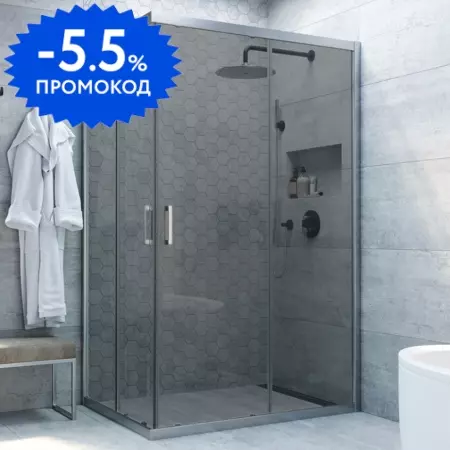 Душевой угол-ограждение «Vegas Glass» ZA-F Novo h2000 120/100 графит/матовый хром без поддона универсальный