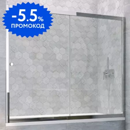 

Шторка на ванну стеклянная «Vegas Glass» ZV Tur Novo 150/140 Crystal vision/хром глянцевый универсальная