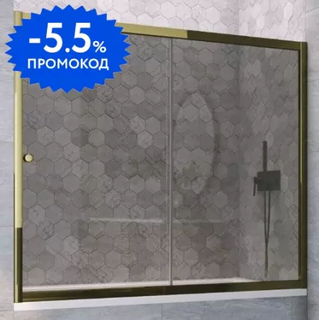 Шторка на ванну стеклянная «Vegas Glass» ZV Tur Novo 180/140 графит/бронза глянцевая универсальная