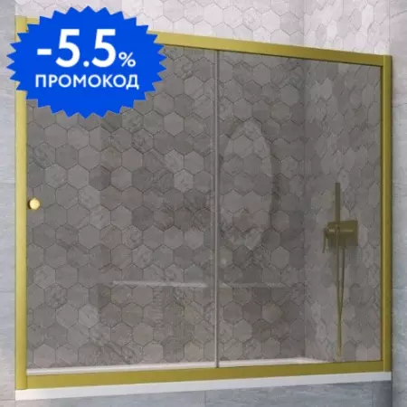 Шторка на ванну стеклянная «Vegas Glass» ZV Novo 170/140 графит/золото матовое универсальная