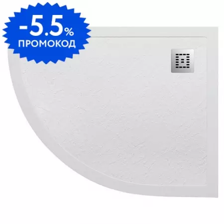 Душевой поддон «Belbagno» TRAY-MR-UNO-RH-120/80-550-35-W-R-CR низкий из литьевого мрамора прямоугольно-асимметричный с сифоном белый правый