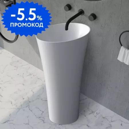 Раковина «Abber» Stein 50/50 AS2509 искусственный камень белый матовый с донным клапаном