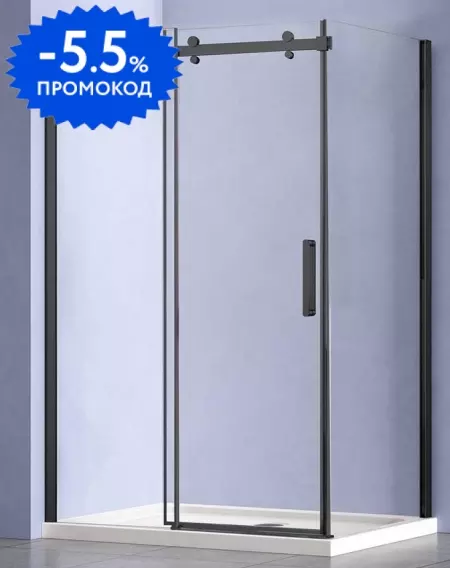 Душевой угол-ограждение «Vincea» Como-N VSR-4CN1013CLB 130/100 прозрачный/чёрный прямоугольный без поддона универсальный