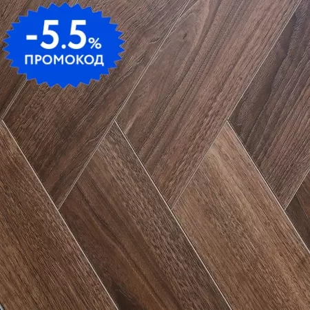 SPC-плитка «FirmFit»  Herringbone Дуб Орех Американский Браш 61,5х12,3 CW-3290 42 класс тёмно-коричневый