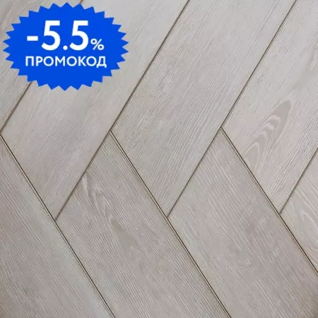 SPC-плитка «FirmFit»  Herringbone Дуб Белый Браш 61,5х12,3 CW-3291 42 класс серый