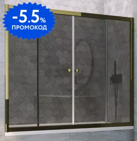 Шторка на ванну стеклянная «Vegas Glass» Z2V Tur Novo 175/140 графит/бронза