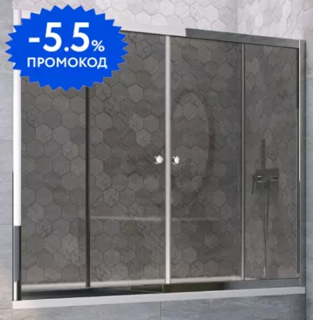 

Шторка на ванну стеклянная «Vegas Glass» Z2V Tur Novo 190/140 графит/хром глянцевая