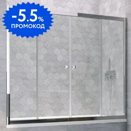 

Шторка на ванну стеклянная «Vegas Glass» Z2V Tur Novo 185/140 прозрачная/хром глянцевая