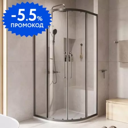 Душевой угол-ограждение «Cezares» Relax-304-R-2-100-C-GM 100/100 прозрачный/оружейная сталь четверть круга без поддона