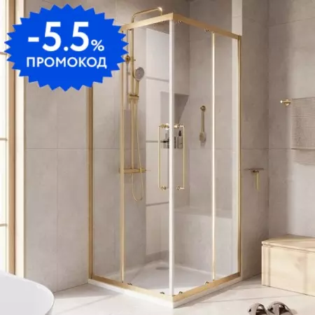 

Душевой угол-ограждение «Cezares» Relax-304-A-2-80-C-BORO 80/80 прозрачный/брашированное золото квадратный без поддона