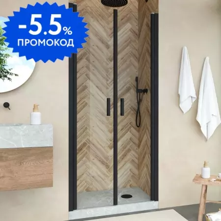 

Душевая дверь «Vegas Glass» E2P Novo 70/200 прозрачная/чёрная матовая универсальная